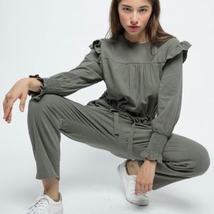 NWT Sage Green Ruffle Trim Jumpsuit - Size S/M/L